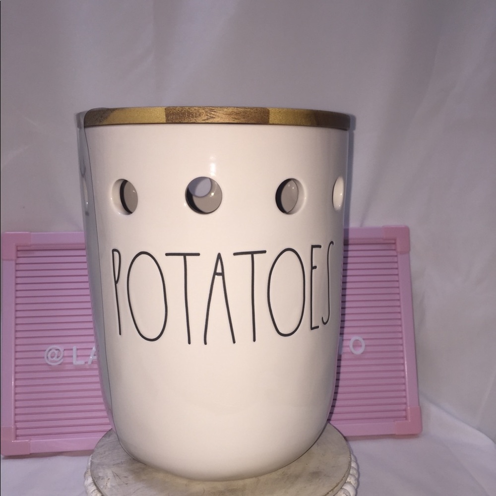 Rae Dunn POTATOES large ceramic cellar wood lid